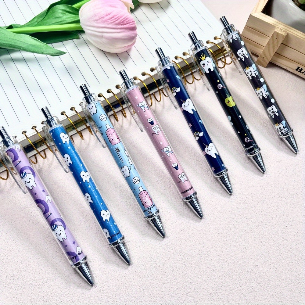 7pcs Cute Dentist Ballpoint Pen Set Fun Dental Pens Gift For Dental Assistant Office Present