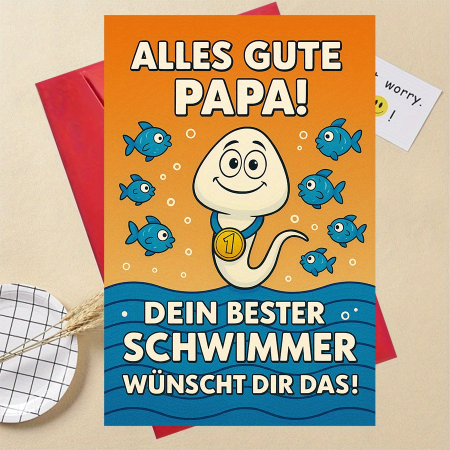 E-shop 1 Stück Perfektes Geschenk – Lustige Vater-Wertschätzung Grußkarte für den besten Schwimm-Papa – Ideal für Vatertag, Geburtstag oder jeden