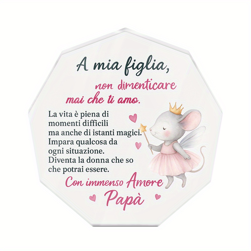 TEMU 2d Flat - [2d Flat] 1pc Of 2d Flat Putuo Decor, An Italian -shaped Acrylic Sign For Table Decoration, A Gift For My Daughter, Suitable For Home