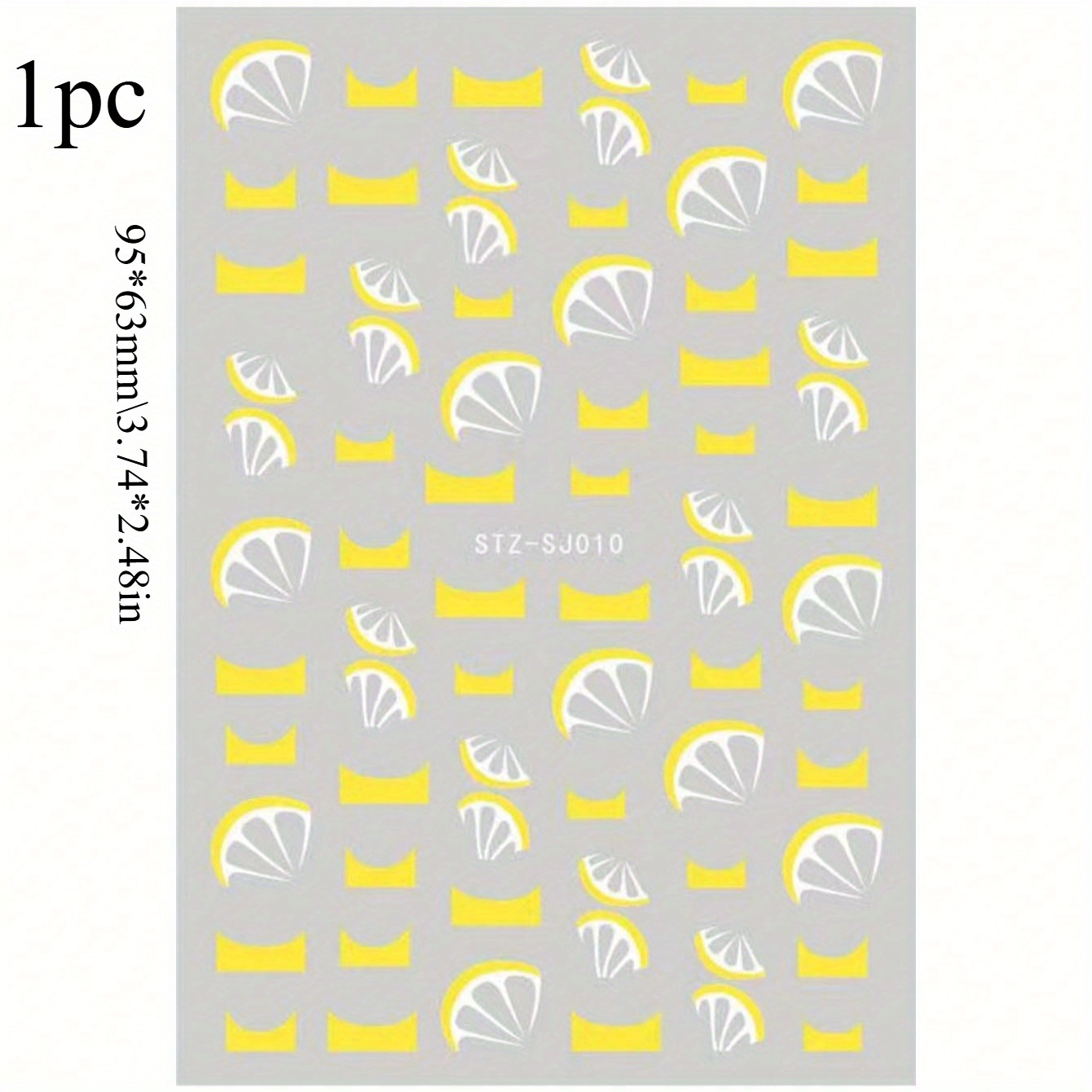 Image of 1pc Summer Lemon Nail Stickers 3d Adhesive Sliders French Fruits Designs Decal Diy Summer Nail Art Decoration