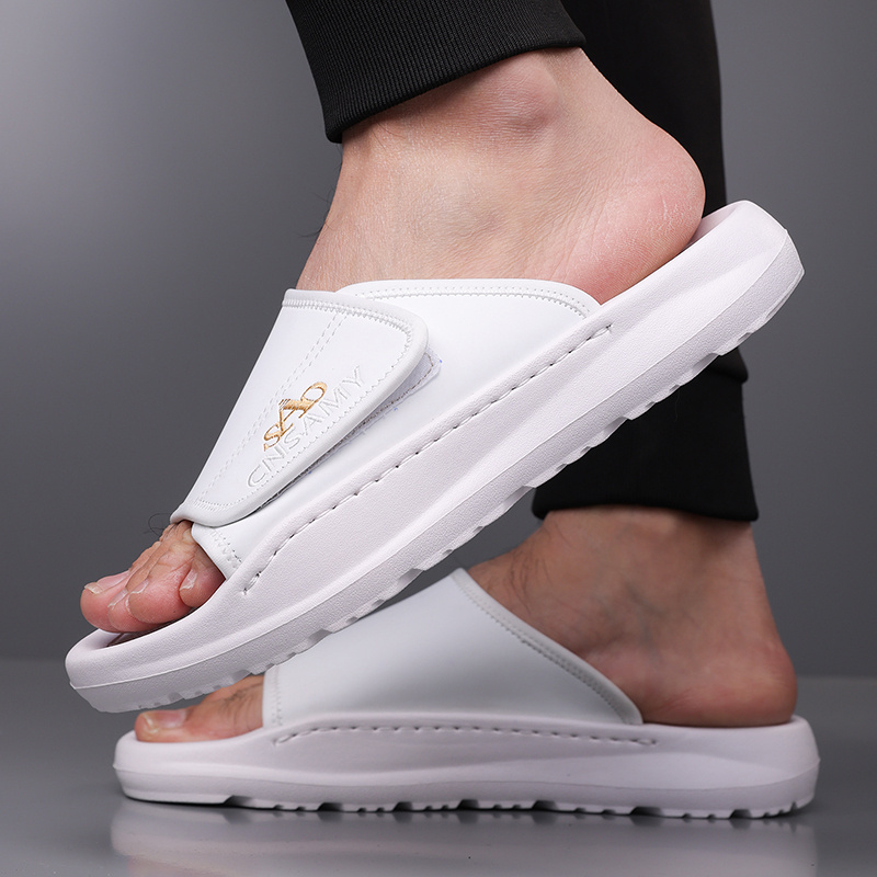 mens fashion anti   flops comfortable thick soled summer sandals durable eva material unisex design casual daily use non slip wear resistant driving home slippers for men 2025 new lightweight quick dry slides stylish open toe indoor outdoor   with   sole solid color round toe   1 pair 1   bag 2pcs set Product details 19