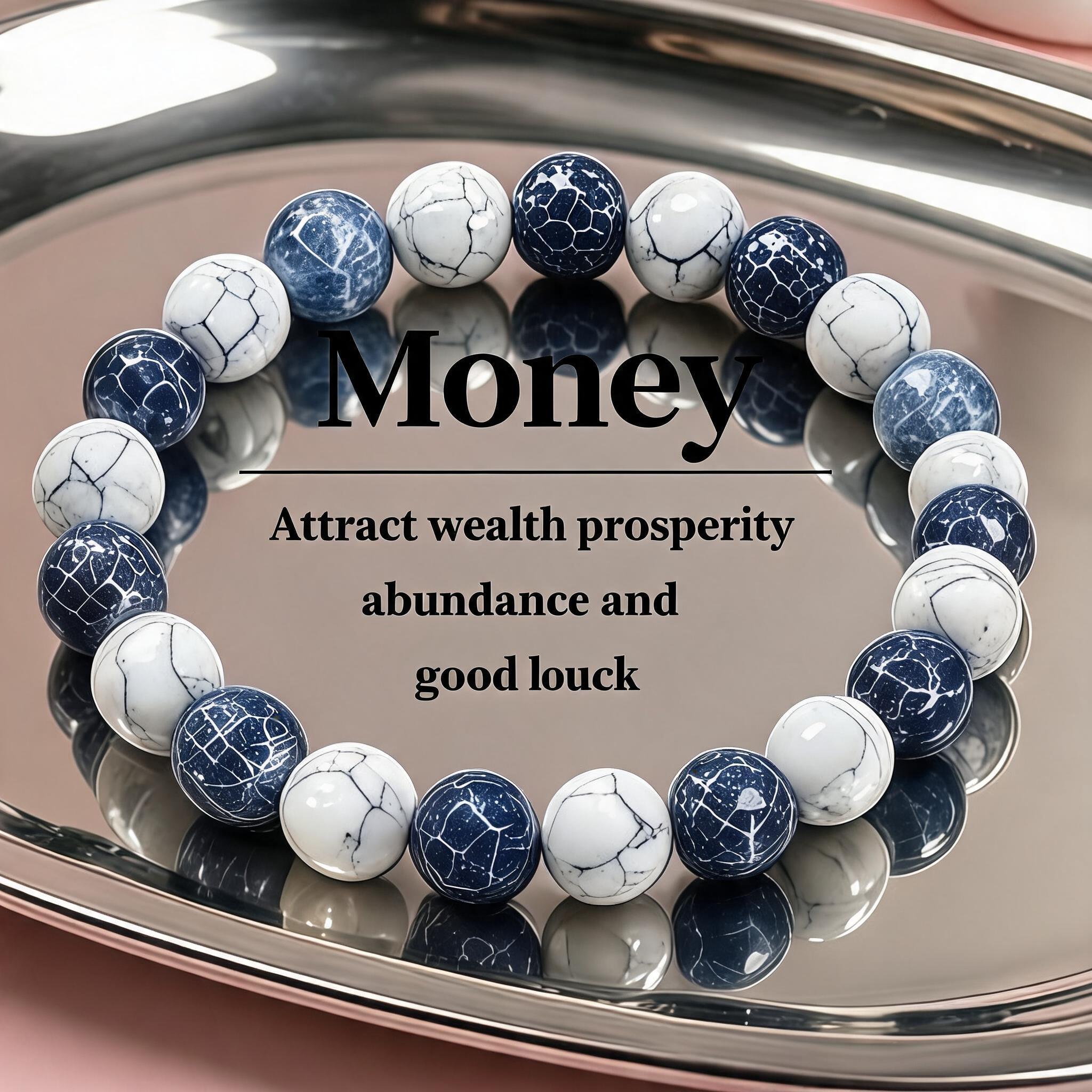 TEMU 1pc Bracelet, Natural 8mm White And Weathered Agate, Charm, Bohemian Style, Unisex, Exquisite Gift For