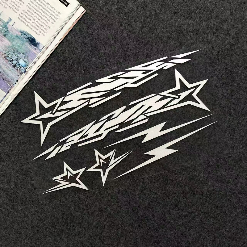 TEMU Jdm Star Lightning Car Side Decals, Cool Five-pointed Star Lightning Vinyl Stickers, Decor Stickers For Car Motorcycle Truck Body Window