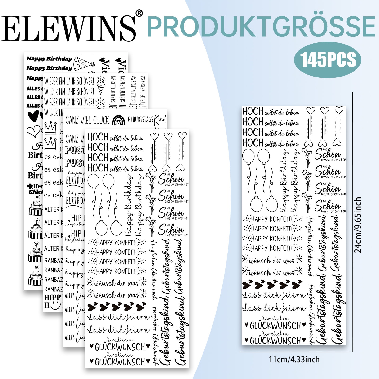 Image of 145pcs German Birthday Theme Uv Dtf Wraps, Candle Tattoo, Rub On Transfer Set, Cup Set, Suitable For Diy Crafts, Glass And Ceramic Crafts, Gift, Party Decoration And Birthday.