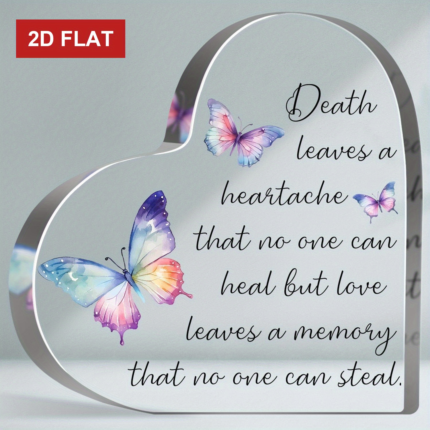 TEMU 2d Flat Memorial Gifts For The Passing Of A , Acrylic Sign For Funeral Remembrance, Gifts For Grief And Condolences, Heart-shaped Acrylic Plaque