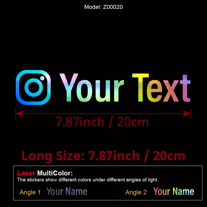1pc Customizable Text Name Stickers For Instagram My Name Social Software Vinyl Decal Window Door Motorcycle Bicycle Sticker, , Glass Surface Compatible, Self-adhesive Mount, Single Use