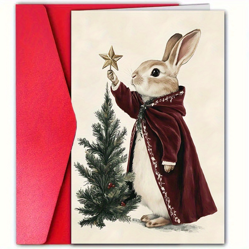 TEMU 1pc Greeting Card With Envelope, Cute Christmas Card With Envelope, Suitable For Women And Men, , Neighbors, Family, For New Year And Special