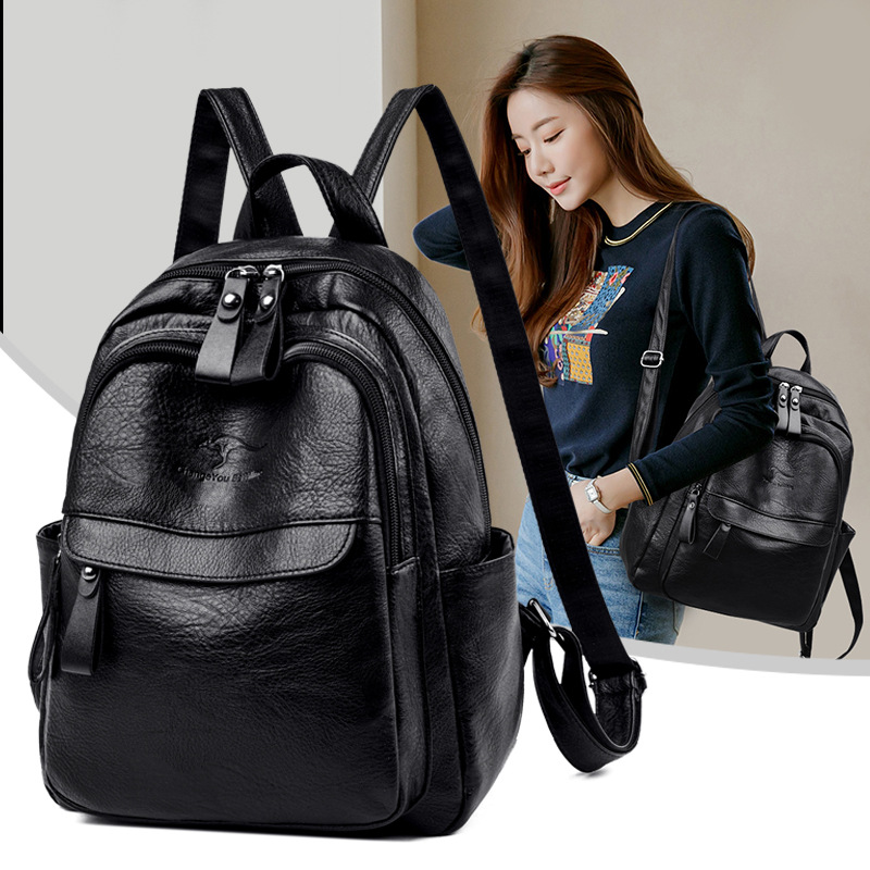 Image of Women' Adjustable Strap Soft Backpack Suitable For Women - Korean Style Casual Zipper Closure, Travel & Bag, Comfortable Fabric Backpack With, Versatile Daypack For College Students & Professionals