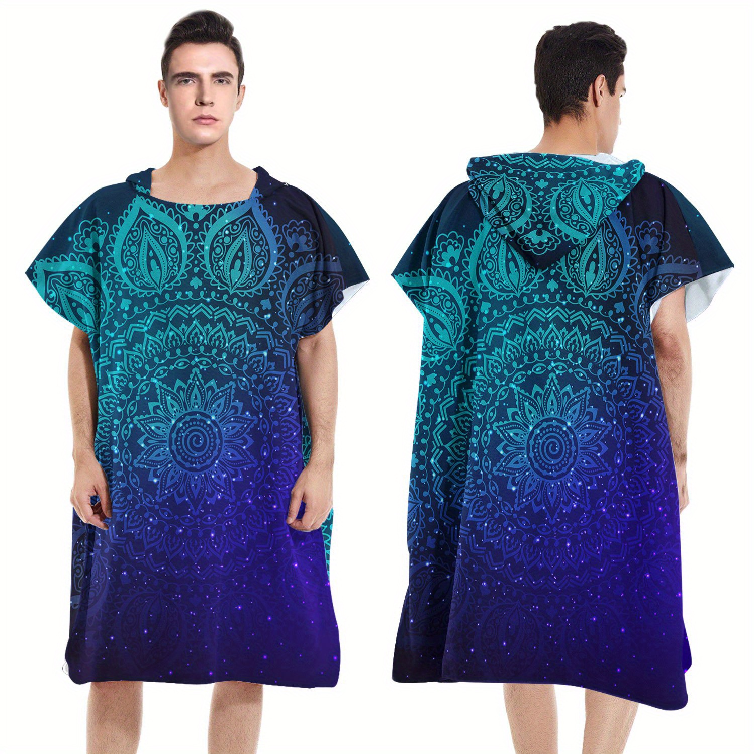 TEMU 1pc Geometry Series Microfiber Hooded Bath Towel, Bath Towel Is Suitable For Bathing, Swimming Pool, Supplies, Holiday Gifts.