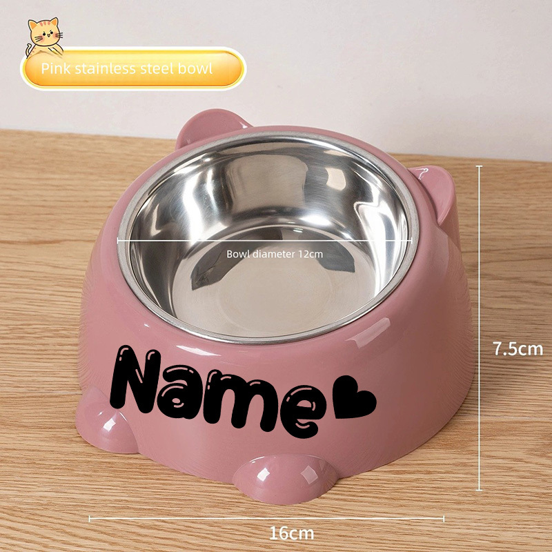 TEMU 【名入れ可能】ペット名入りドリンクボウル、かわいいフードボウル、犬用ボウル、猫用ボウル、ペットボウル、フードボウル、可愛い個性、ステンレススチールとPP素材、犬や猫へのギフトに最適