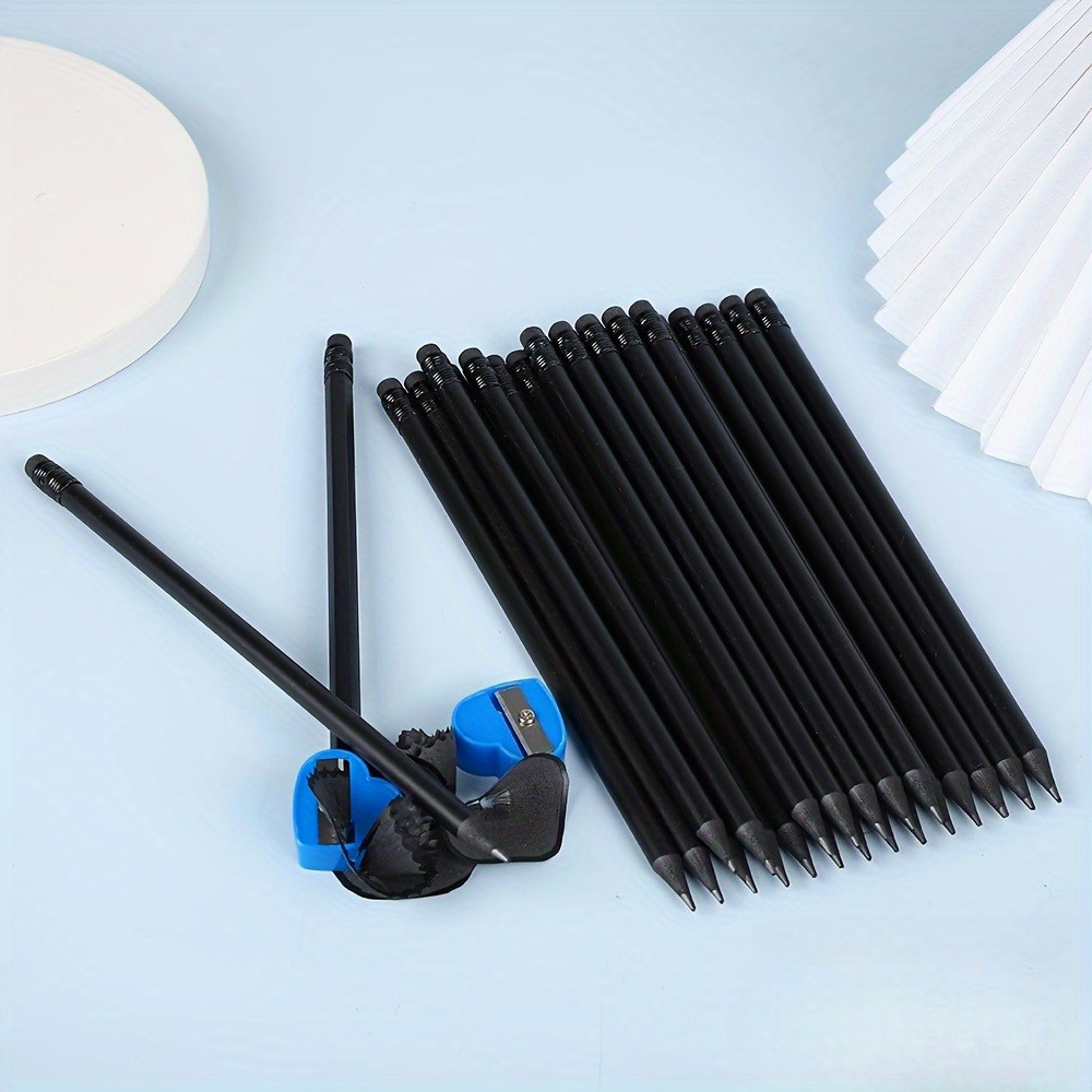 Premium HB Pencil with Eraser - Luxury Black Wood, Smooth Writing and Drawing Pencils - Durable and High-Quality, Perfect for Students and Artists, Ideal for Sketching, Pen, Pencil, Professional Pencil For Drawing, Graphite Pencil, School Supplies, Pencil For School, Pencil Set For School, Schooling, Drawing | S-grip Design, Pencils Bulk, Drawing Pencils, Medium Size Pencils, Eraser Envelope