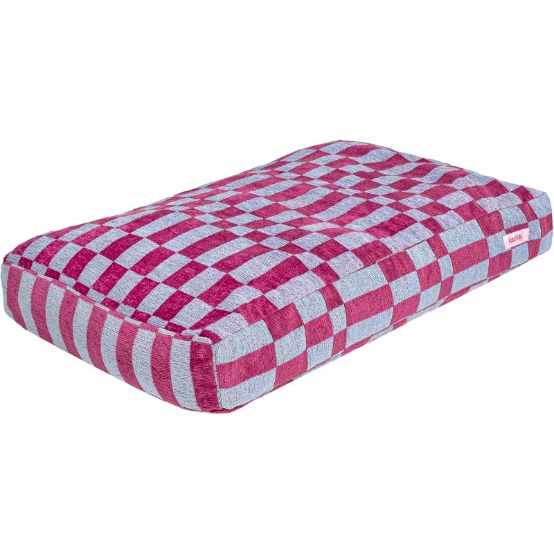 dbd3001cm   35     ultra soft reversible plush rectangular pet bed with washable cover blueberry check durable synthetic   fur extra small dog bed for puppies chihuahuas   small dog bed stylish pet bed plush fabric Product details 1