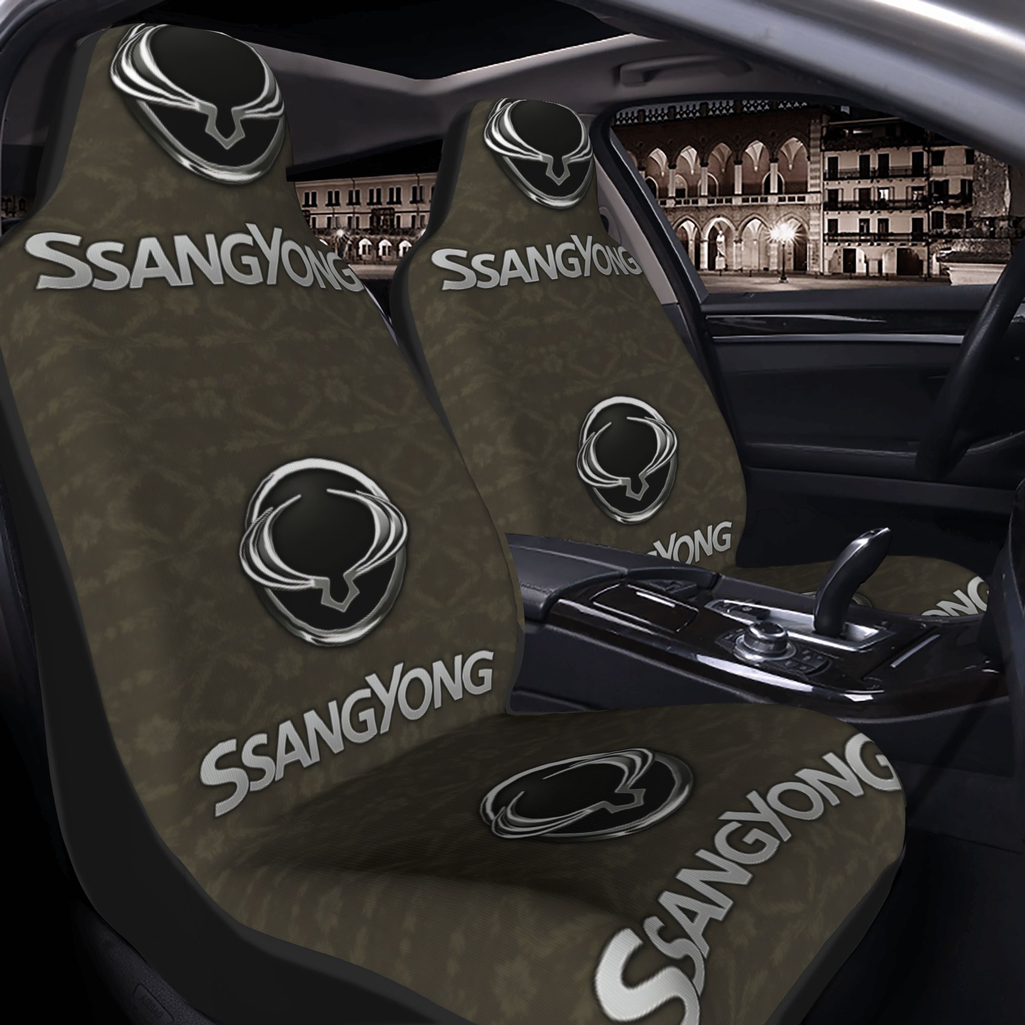 TEMU Dos Fundas para Asientos de Coche con el Logotipo y la de Marca Únicos de Ssangyong Motors, Adecuadas para Varios Tipos de Vehículos, Incluyendo