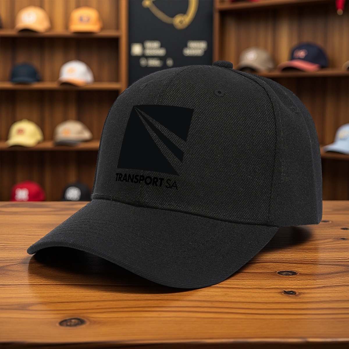 1pc Transport   Baseball Cap - Black with White  , Lightweight Polyester, Adjustable Snapback,  , Machine Washable,   Golf & Outdoor Activities, Outdoor Headwear | Logo Cap | Durable Headgear