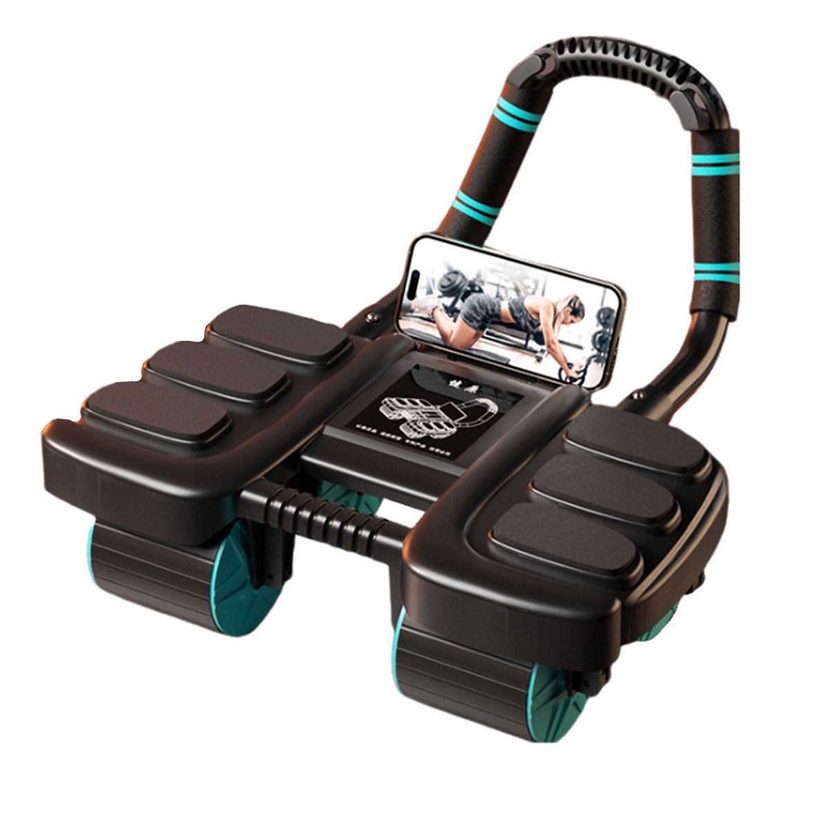 Smart Ab Roller with Automatic Rebound - 4-Wheel Core Strength Trainer & Elbow Support Pad, Durable PP/TPE Material, Ideal for Home Fitness, Without Battery