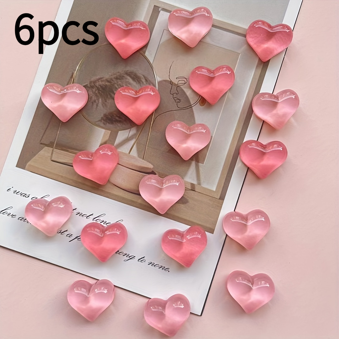TEMU 6 aimants en plastique de cœur - Multifonctionnels pour cuisine, bureau, blanc, armoire et lave-vaisselle - Idéaux pour décoration de Noël,