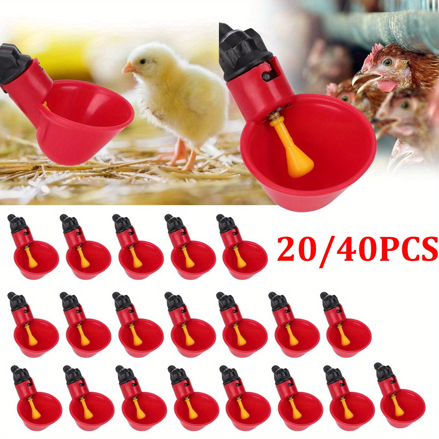 

20/ 40pcs Poultry Drinking Watering Cups For Chicken Quail, Fully Automatic Poultry Drinking Machine Chicken Drinking Cup, Chicken Drinking Watering Cups/ Poultry Drinking Machine