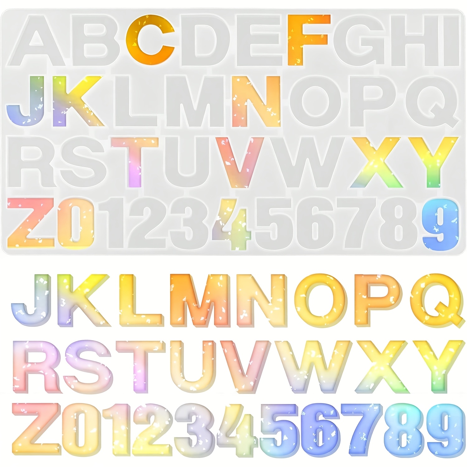 TEMU Silicone Letter And Number Molds, Epoxy Resin Letter Molds, Letter Resin Molds, Suitable For Making Keychains And Casting