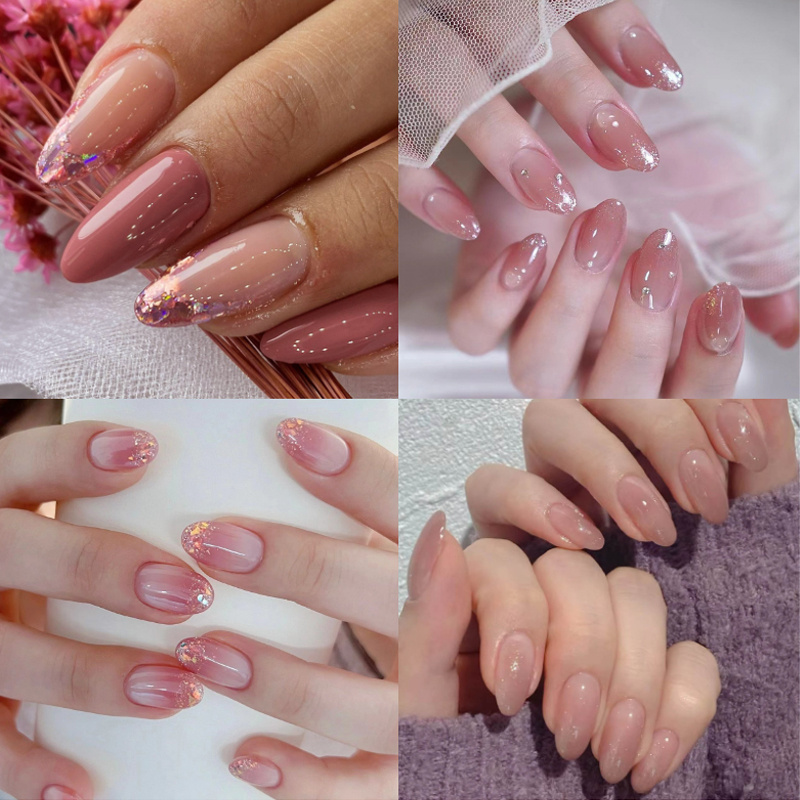 

4pcs (96pcs) Press On Nails, Medium Fake Nails With Gradient French Tip Design, Sweet Cool False Nails For Women Girls