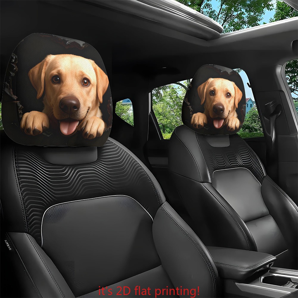 TEMU Lot de 2 housses d'-tête de voiture avec imprimé qui un œil, ajoutant amusante - protège-appuie-tête ajustés, accessoires d'intérieur de voiture