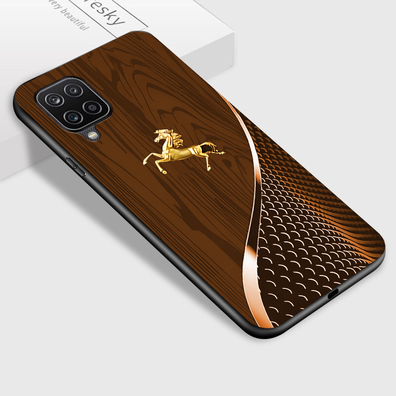TEMU For Galaxy A12 M12 F12 Phone Case, Stylish Grain And Pattern Glossy Glass Casing Back Cover Gift, Device Cover, , Stylish Case, Durable Casing,