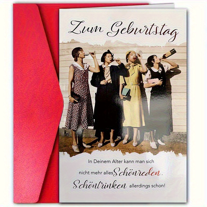 Image of 1pc Humorous German-themed Birthday Card With Envelope - "zum Geburtstag" Design, Unique Thank You Or Decorative Card, High-quality Paper, , Family, And Colleagues, Funny Birthday Card