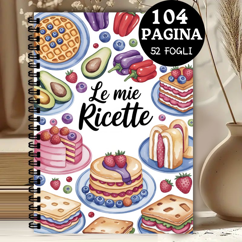 TEMU 1pc, Italian Recipe Book, 104 Pages Watercolor Food Illustration Journal With , Avocado, Sandwiches, And Berries - Ideal For Italian Language