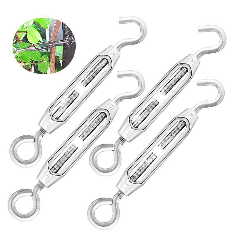 Image of 4/10pcs Pulley Tension Ropes With Hooks And Eyelets, Adjustable Line Tension Ropes, Tent Guyline System, Garden Line Fence Tension Ropes