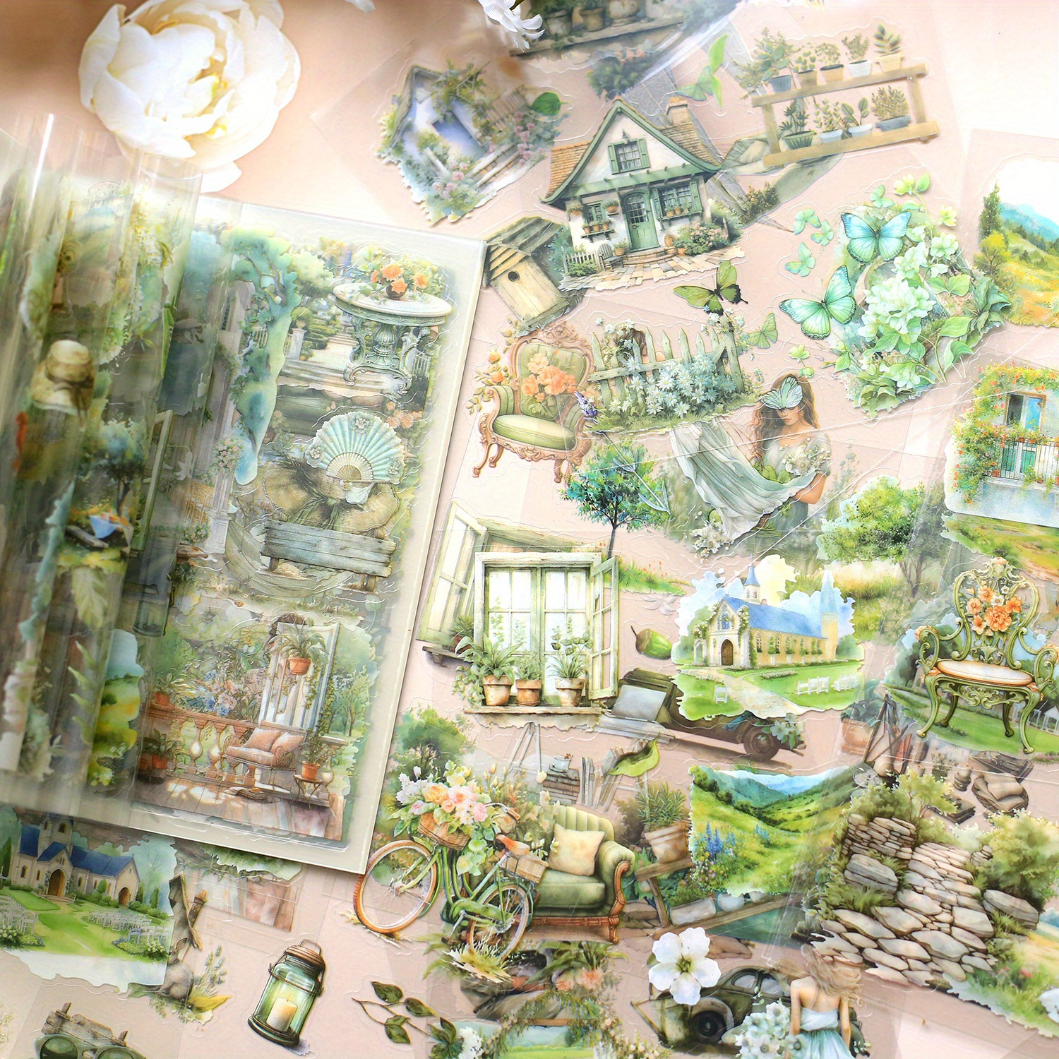 20 Sheets Vintage PET Stickers for Journaling and Scrapbooking