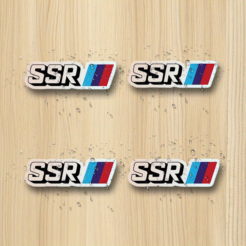 4pcs ssr car stickers -   ssr letters in blue, purple, red -  ,   decals for automotive, laptop, water bottle, book - easy application & residue-free removal - for ssr enthusiasts & branding, automotive decoration, eyecatching design,    , diy   0