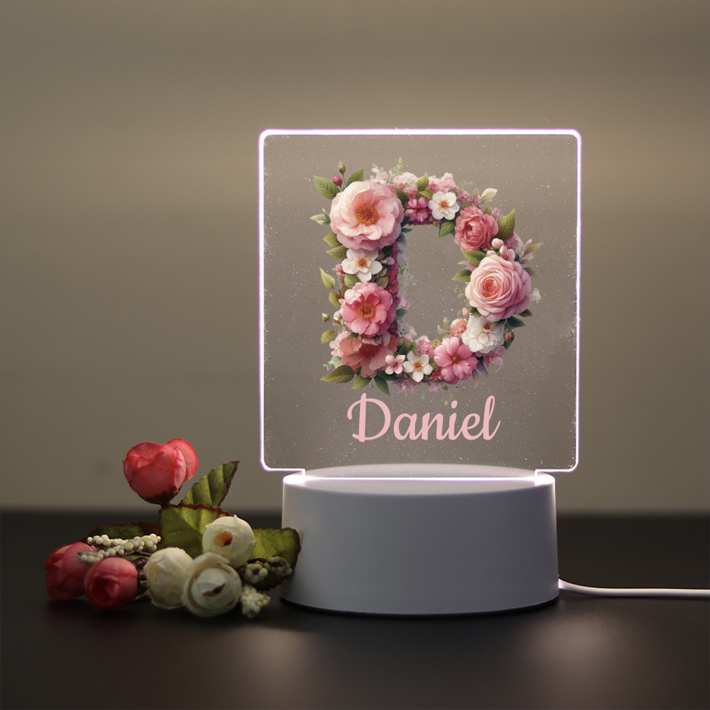 TEMU 1pc Custom Name Personalized Night Light, Motif Pattern, Led Night Light, Decorative Desk Lamp Night Light, Valentine's Day Gifts, Day Gift,