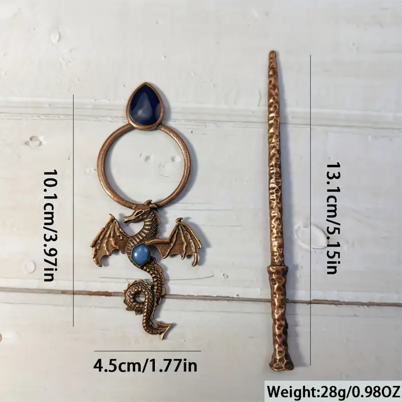 bohemian dragon hairpin ancient flying dragon   with dark blue inlay metallic accents updo bun ponytail clip for costume parties fantasy events casual attire gothic jewelry gift for women dragon decor costume party accessory intricate   Product details 2