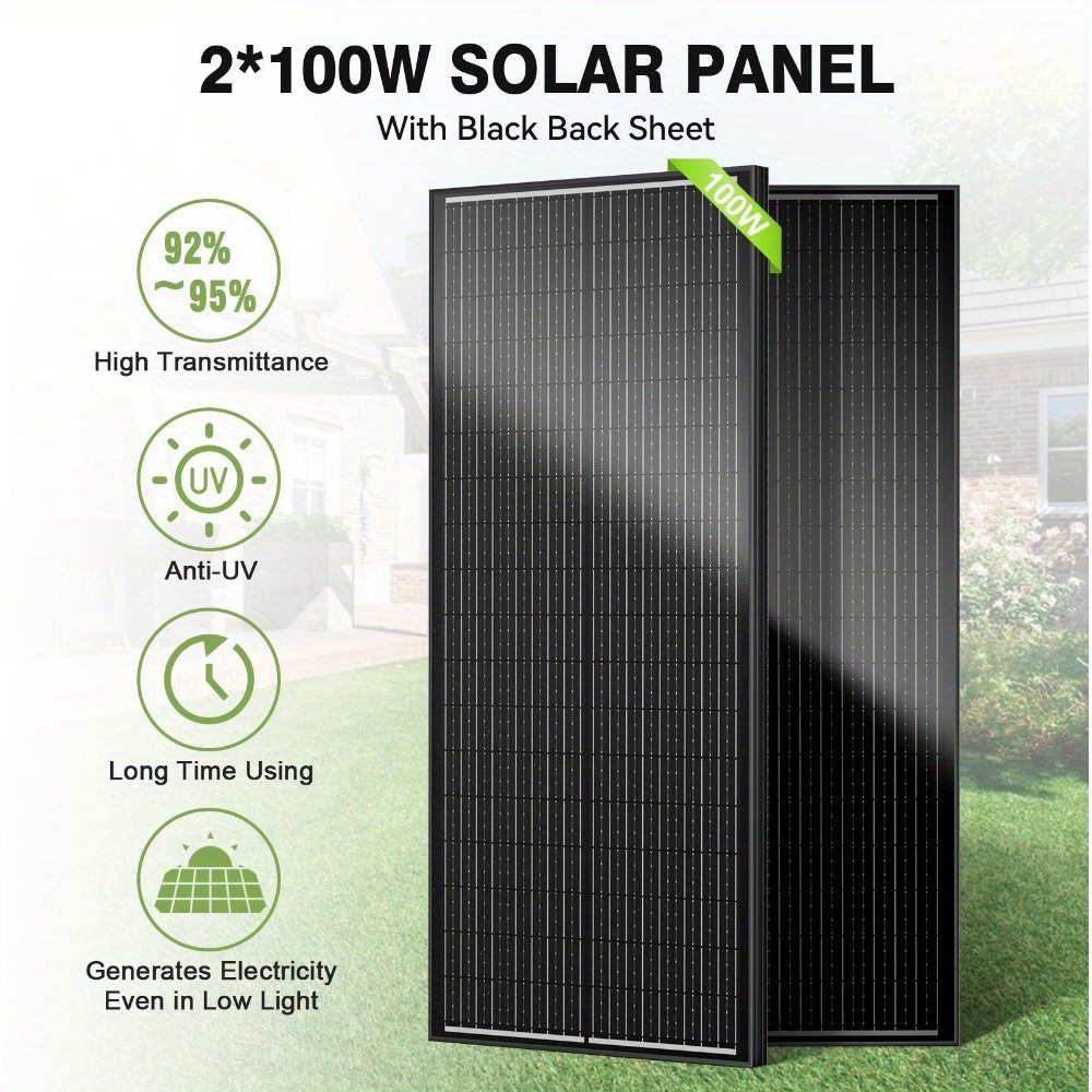 E-shop 2 Stück 100W Solarmodule, 25% Hohe Wirkungsgrad Monokristalline Solarpanels, 12V Solarmodul-System, Hocheffizientes , Geeignet für Autos,