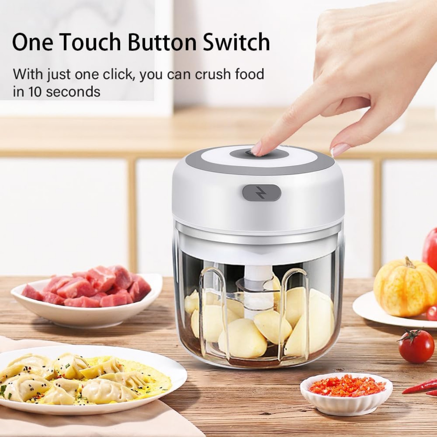   to   electric food  per mini wireless portable meat grinder usb charging garlic  per easy to clean suitable for chili peppers onions nuts etc white fathers day gifts birthday gifts and gifts for   men and women father gift Product details 2