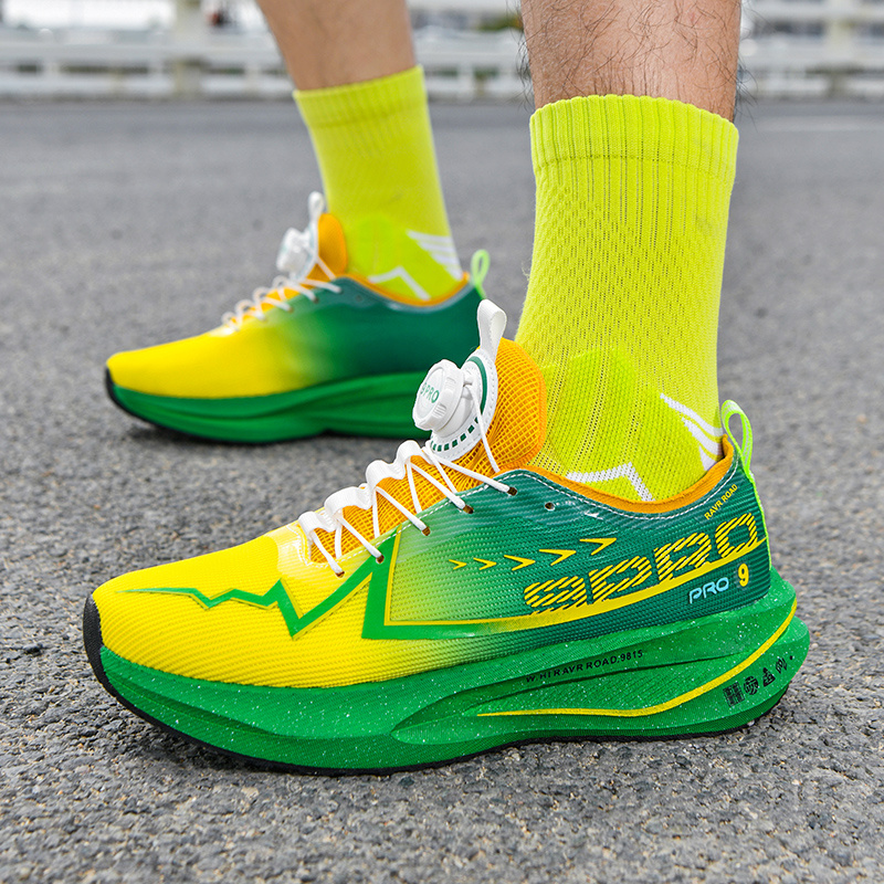Unisex M5 Series Outdoor Knob Buckle Racing Running Shoes, Breathable Knit Mesh, High-Elastic Shock Absorption Professional Marathon Sports Shoes, Non-Slip And Wear-Resistant Special Running Shoes