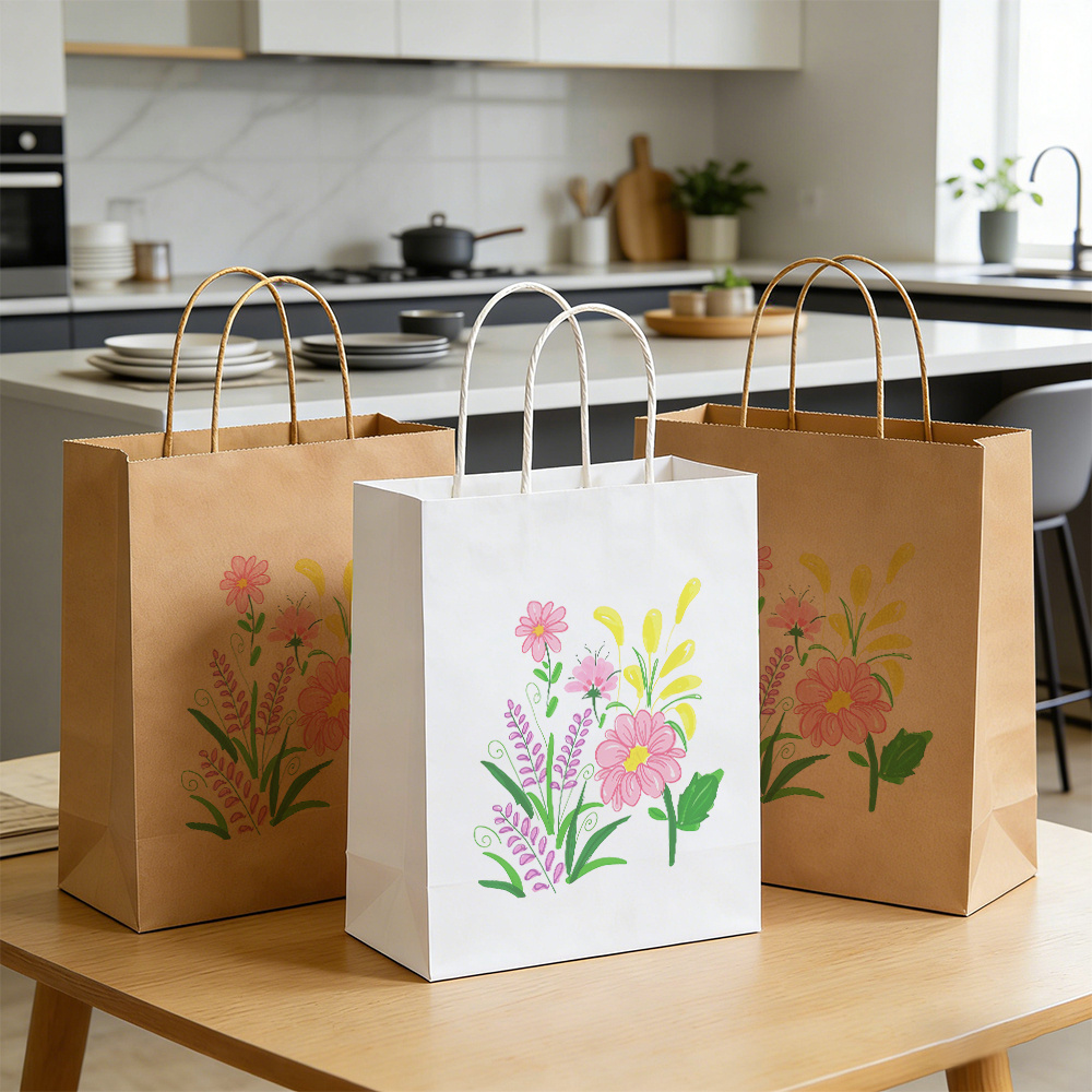Thickened Printed Gift Tote Bag with Vibrant Floral Print