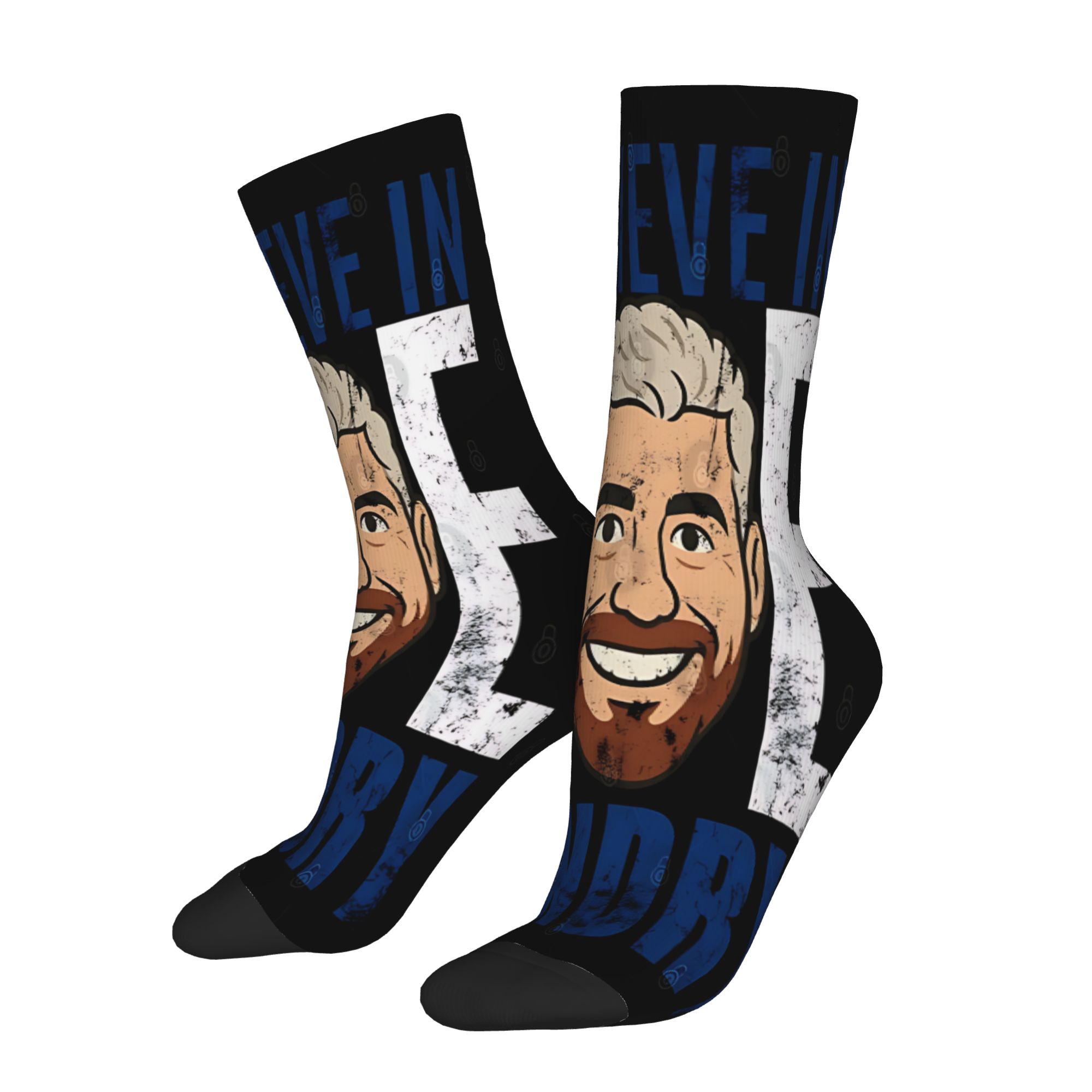 TEMU 1 Paire de Chaussettes de Compression Rétro Hip Hop in Joe (2) Crazy pour Homme, Style Unisexe, Imprimées Couture, Originales, Amusantes,