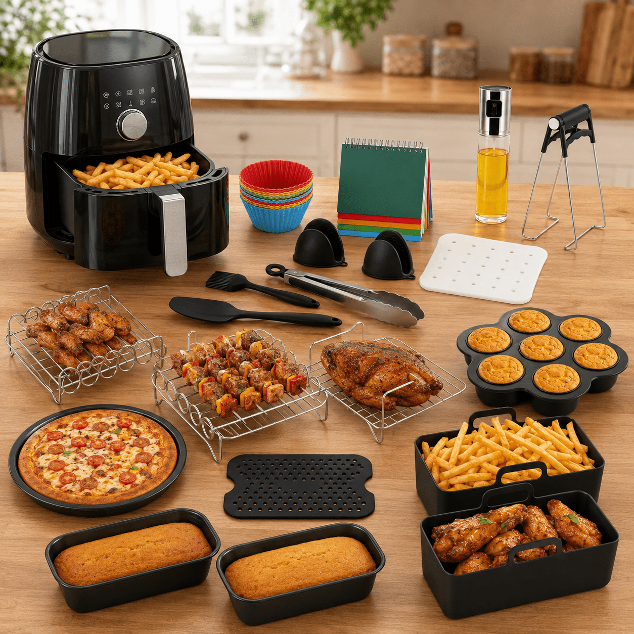 Image of 31pcs Air Fryer Accessory Set, Airfryer Additions For Max Air Fryer Af400eu Af451eu Af300eu 7.6l-9.5l, Silicone Mold Airfryer Additions