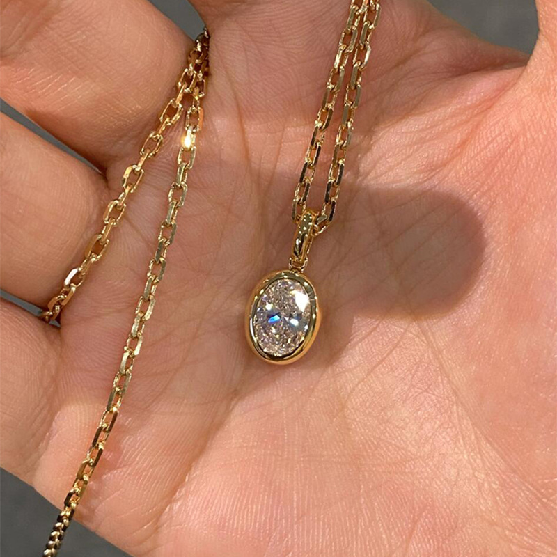 TEMU 1pc Simple Oval Egg Necklace For Women, Versatile Daily Wear, Travel, Fashionable Light Luxury Collarbone Chain, Essential Gift For Daily ,