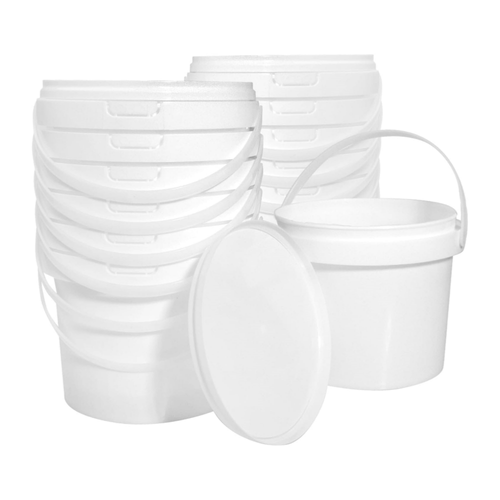 13 adet 1.5 quart plastik kovalar saplı ve kapaklı - yiyecek, boya, el sanatları ve garaj düzeni için çok yönlü yuvarlak saklama kapları