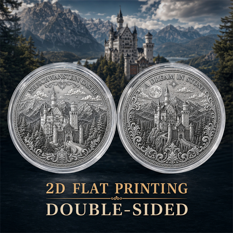 TEMU 1pc, Castle Commemorative Coin, Double-sided Collectible Coin, Mountain And Tale Theme Token, Stress Relief Items, Birthday Gift For , Castle