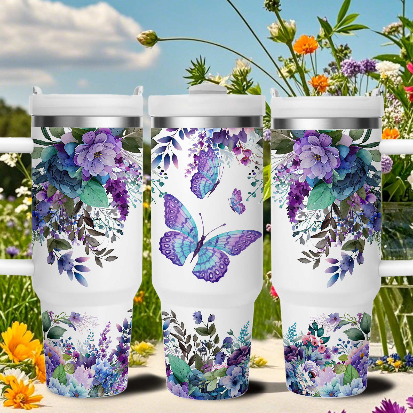 

40oz Purple Floral Insulated - 304 Stainless Steel, Drinks Cold For & Warm For 12, Bpa-free - Perfect Christmas Or Thanksgiving Gift