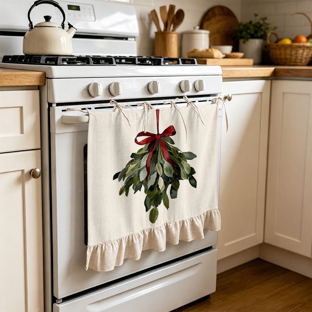 TEMU Rideau décoratif multifonctionnel à volants avec imprimé couronne 2D, convient comme jupe de cuisine, housse de four, lavage, lave-vaisselle,