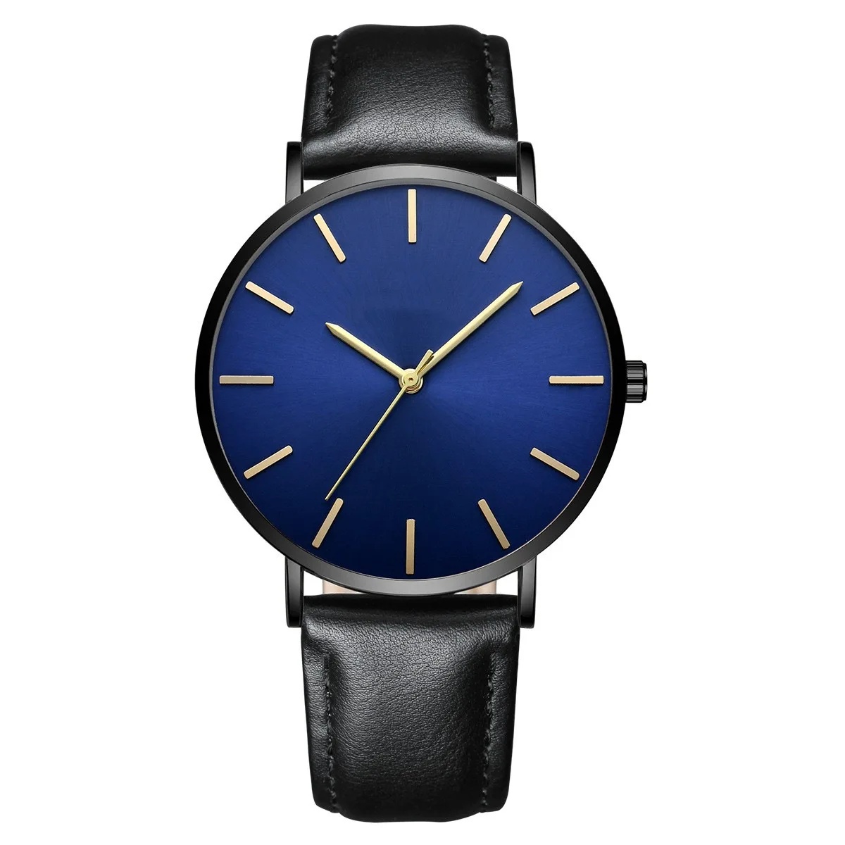 TEMU Minimalist Men's Watch Fashion Elegant Unisex Women Wristwatch Faux Leather Strap Easy Wristwatch Clocks, Without Battery