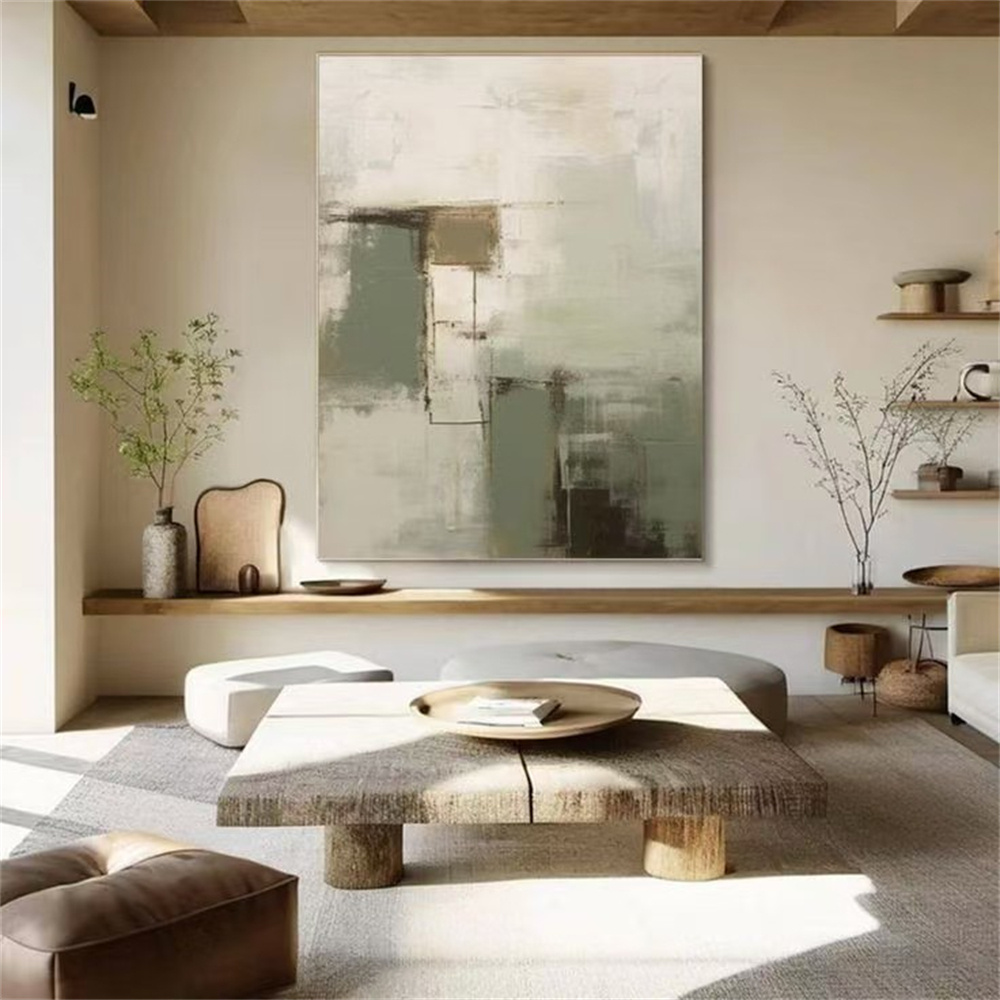 TEMU 1pc, Frameless Contemporary Abstract Canvas Art, 100% Hand Drawn, Thick Textures, Fashionable European & , High-end Aesthetic, Large Wall Mural