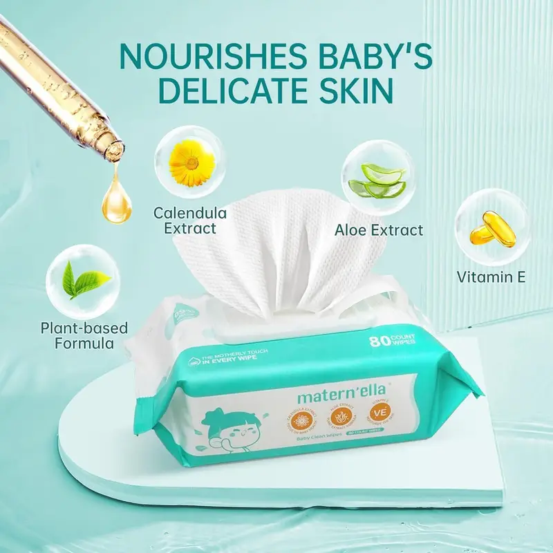 baby wipes 3 8 pack 240 640 wipes 99 water calendula aloe pearl texture lid stays Product details 2