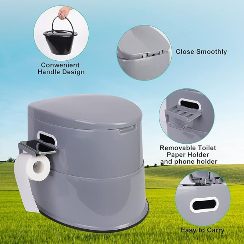 TEMU Extra Large Portable Travel Toilet For Adults - Tall Spacious And Hygienic Camping Toilet With Lid - Car Hiking Beach And