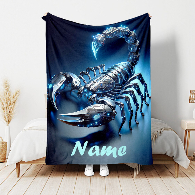 

1pc Customizable Mechanical Polyester Throw Blanket - Personalized Name, Soft And Cozy For Office, Travel, Camping, Home Decor, Ideal Christmas Gift