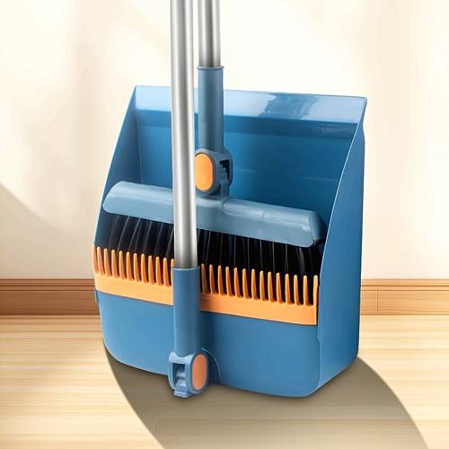Rotating Foldable Broom and Dustpan Cleaning Set, Suitable Living Room, Bedroom, Household, Kitchen, and Office Cleaning