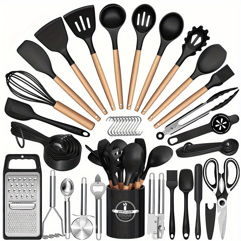 44/ 37pcs Kitchen Cooking Tool Set- 44/ 37pcs Are Super Cost-Effective, Complete, High Temperature Resistant, Non-Stick, Dishwasher Safe, Selected Kitchen Tools, Suitable For Kitchen Enthusiasts And Beginners Best Gifts For Thanksgiving And Christma